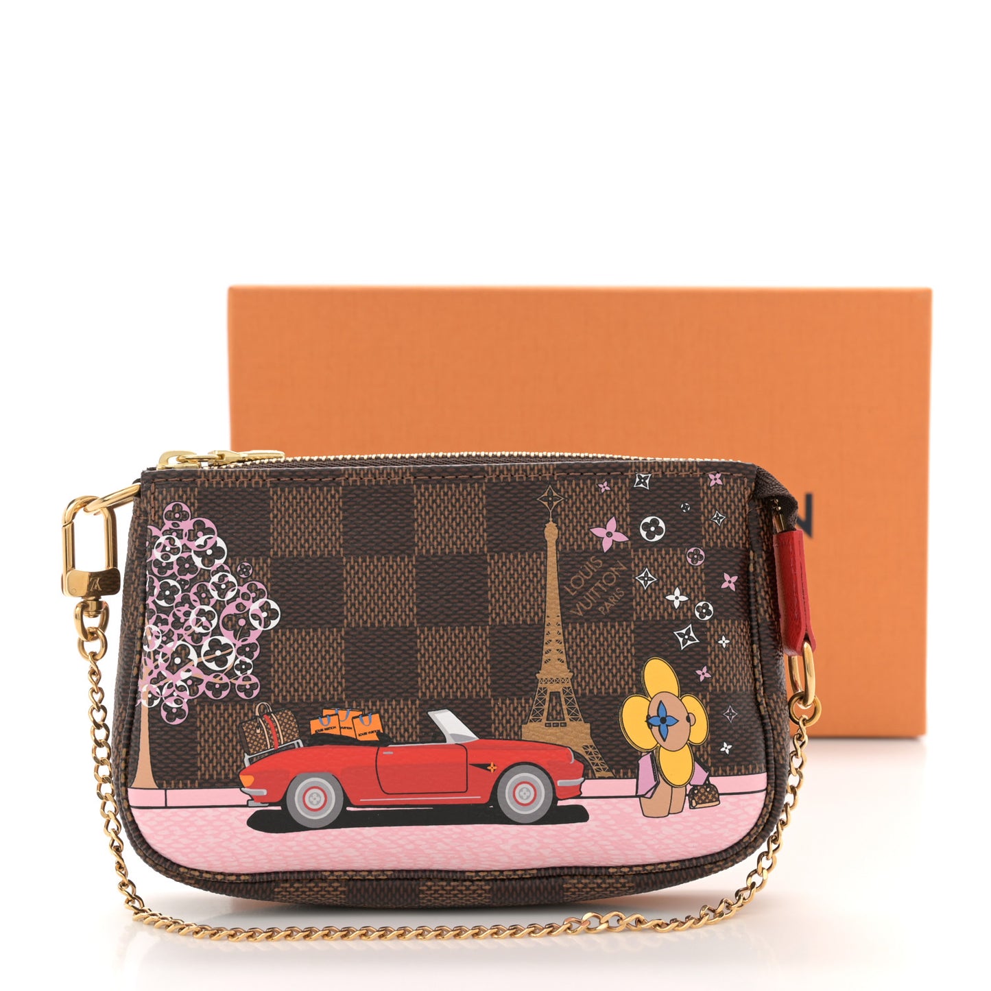 Damier Ebene 2019 Christmas Animation Mini Pochette Accessories Red