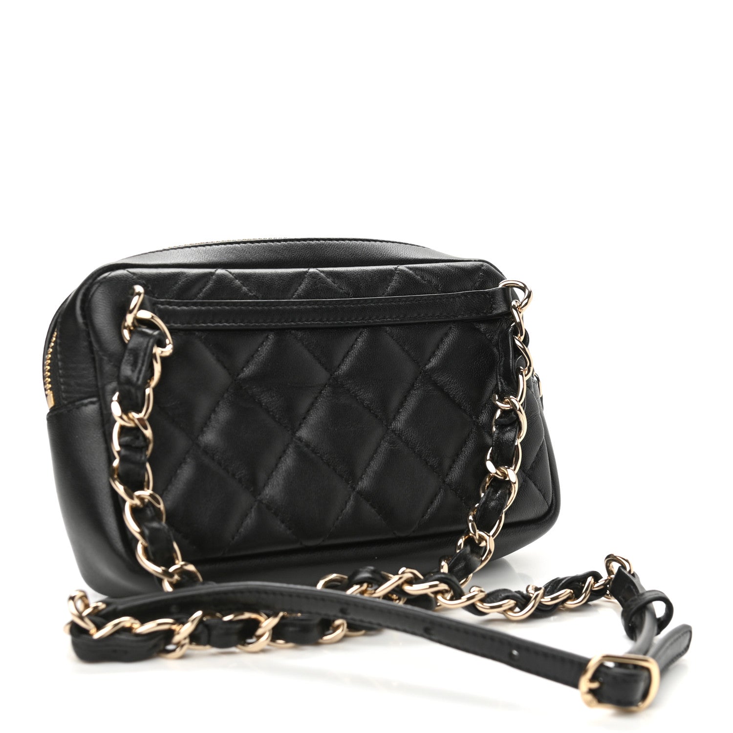 Chanel Lambskin Quilted Waist Bag With Pouch Black 4 of 12