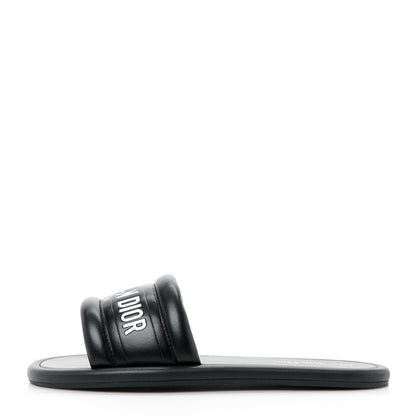 Christian Dior Lambskin Embossed Every-D Flat Slide Sandals 41 Black 1 of 9