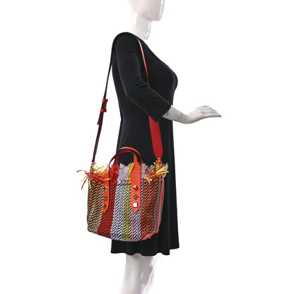 Christian Louboutin Raffia Small Frangibus Tote Orange Multicolor 2 of 8