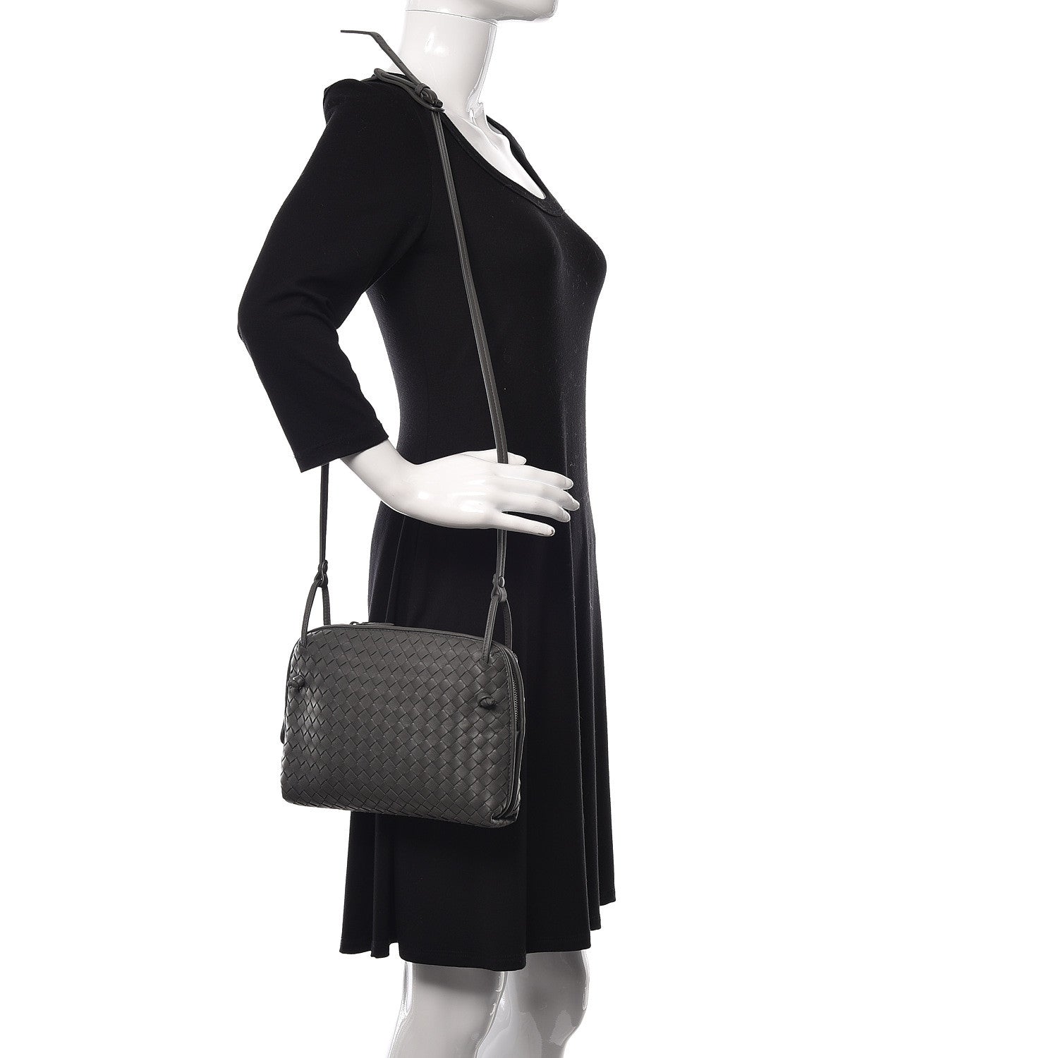 Bottega Veneta Nappa Intrecciato Nodini Crossbody Messenger Light Grey 2 of 11