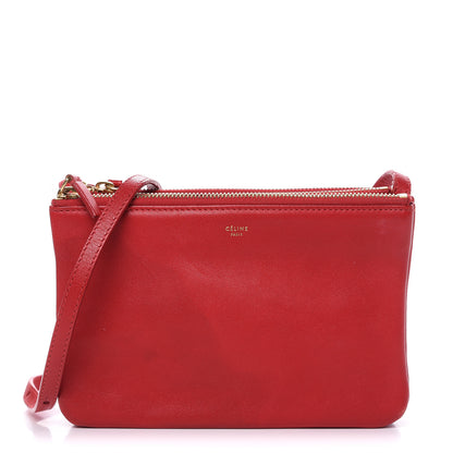Celine Lambskin Small Trio Crossbody Bag Red 1 of 18
