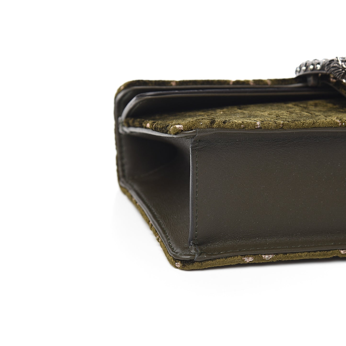 Velvet Moon Calfskin Crystal GG Monogram Small Dionysus Shoulder Bag Dark Olive Rose Gold