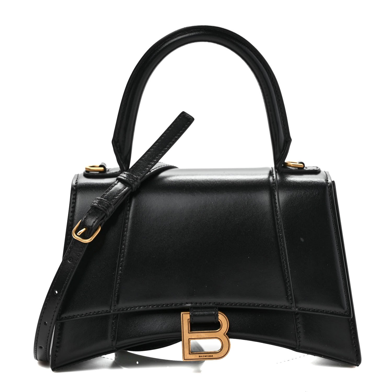 Balenciaga Shiny Box Calfskin Small Hourglass Top Handle Bag Black 1 of 8
