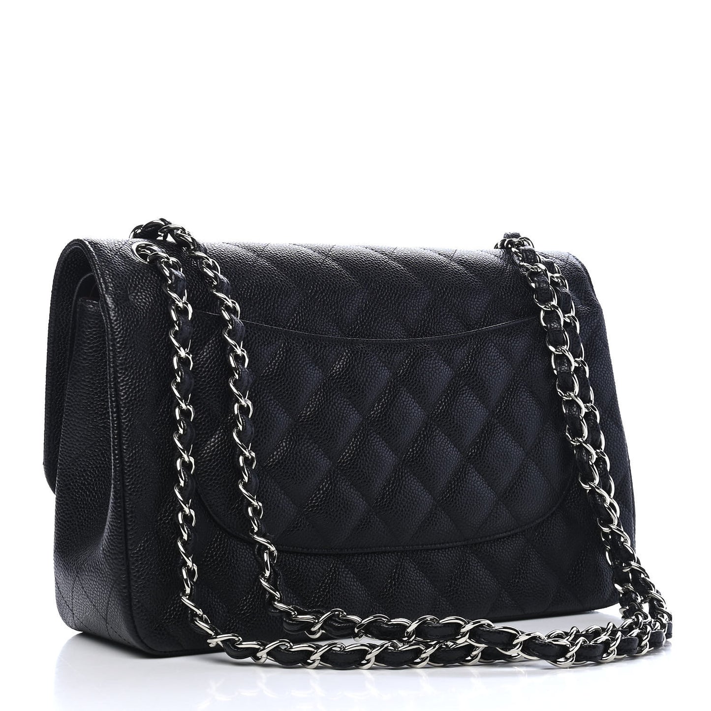 Caviar Quilted Jumbo Double Flap Black