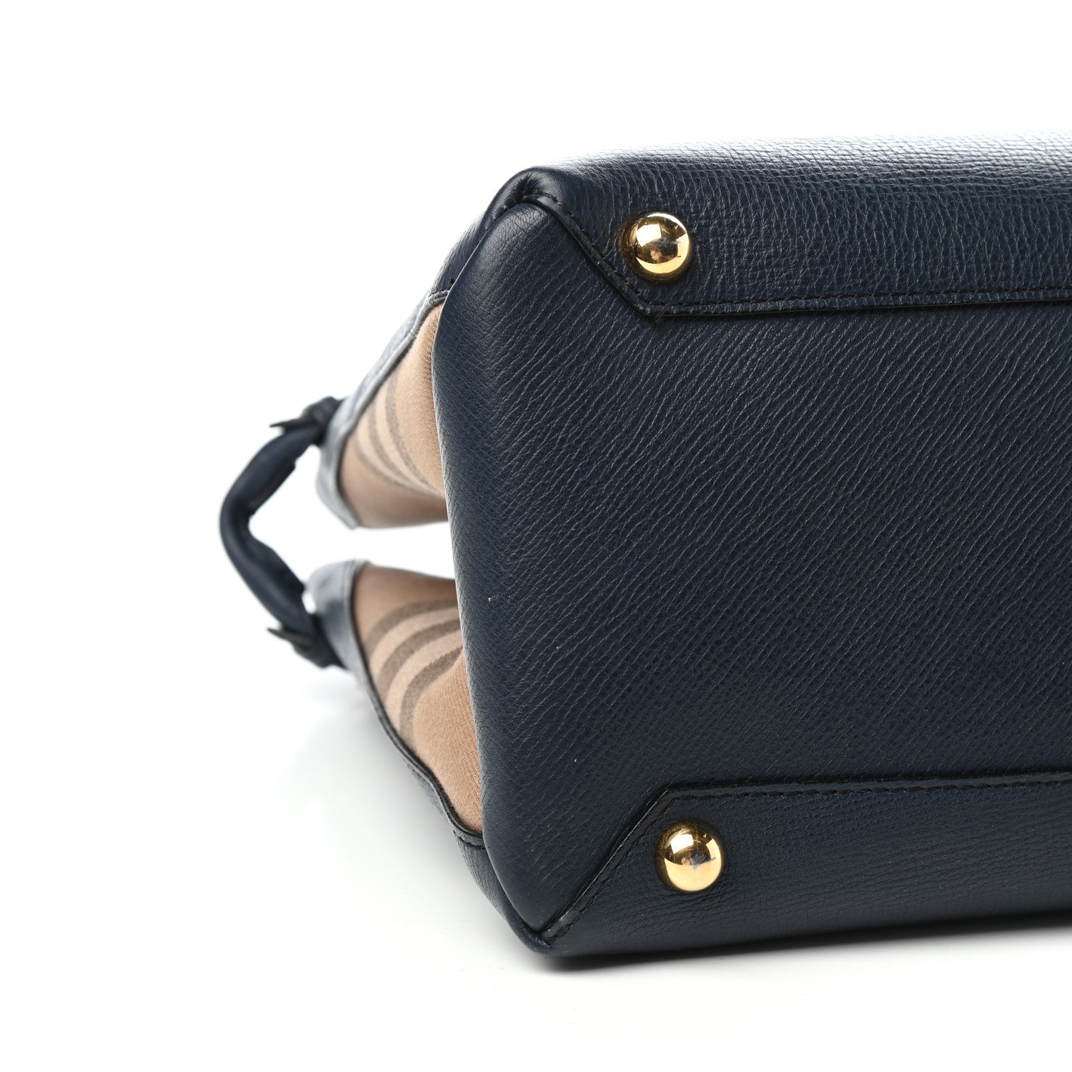 Burberry Grainy Calfskin House Check Large Banner Tote Midnight Blue 7 of 11