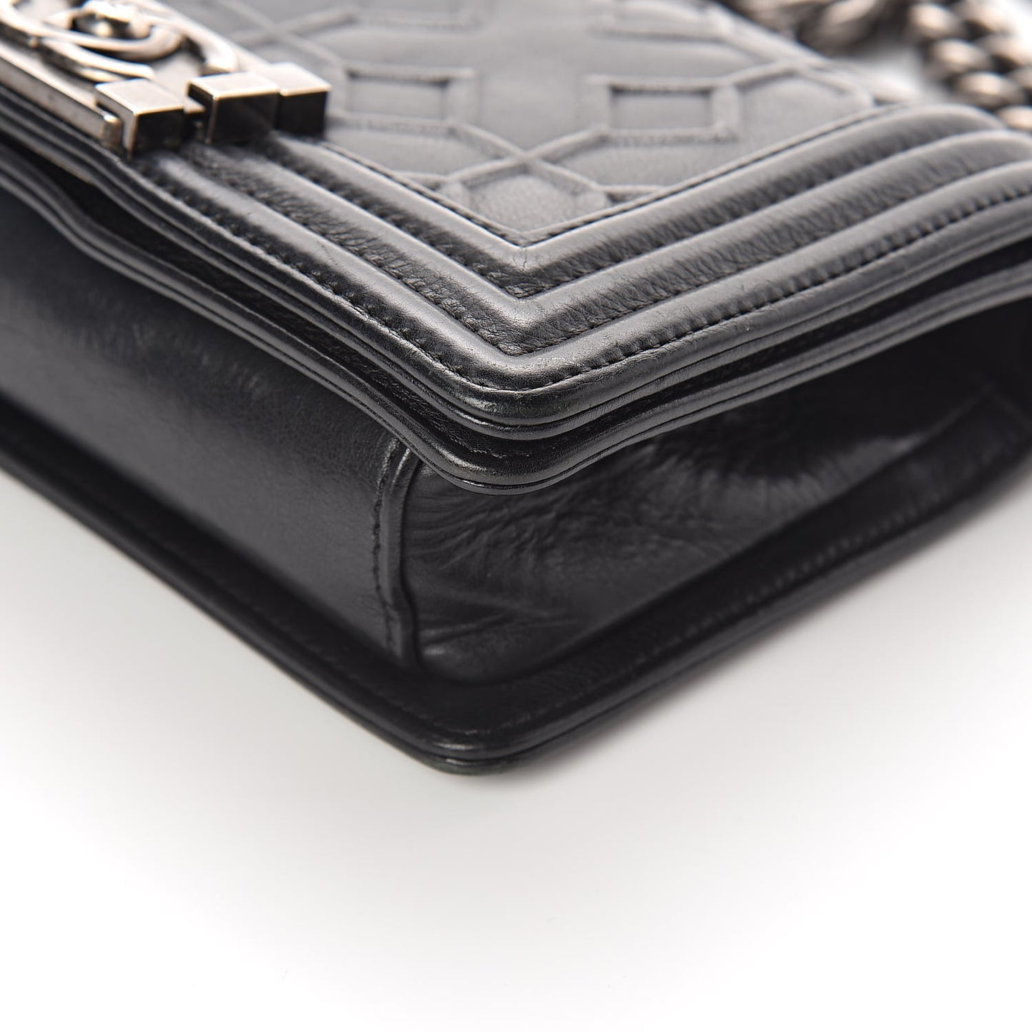 Calfskin Embossed Crystal Small Boy Flap Black