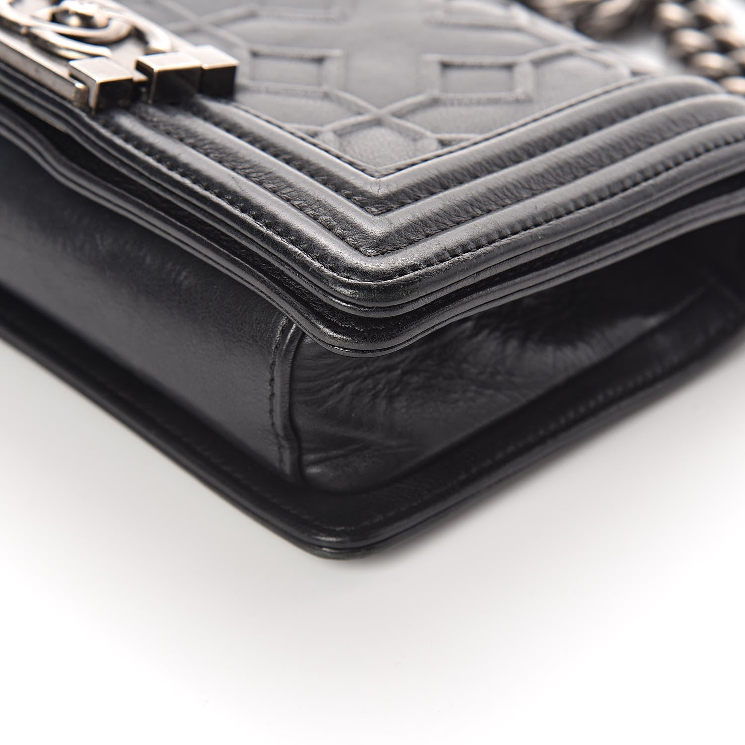 Chanel Calfskin Embossed Crystal Small Boy Flap Black 9 of 9