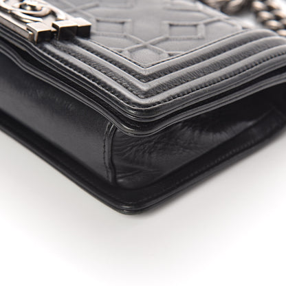 Chanel Calfskin Embossed Crystal Small Boy Flap Black 9 of 9