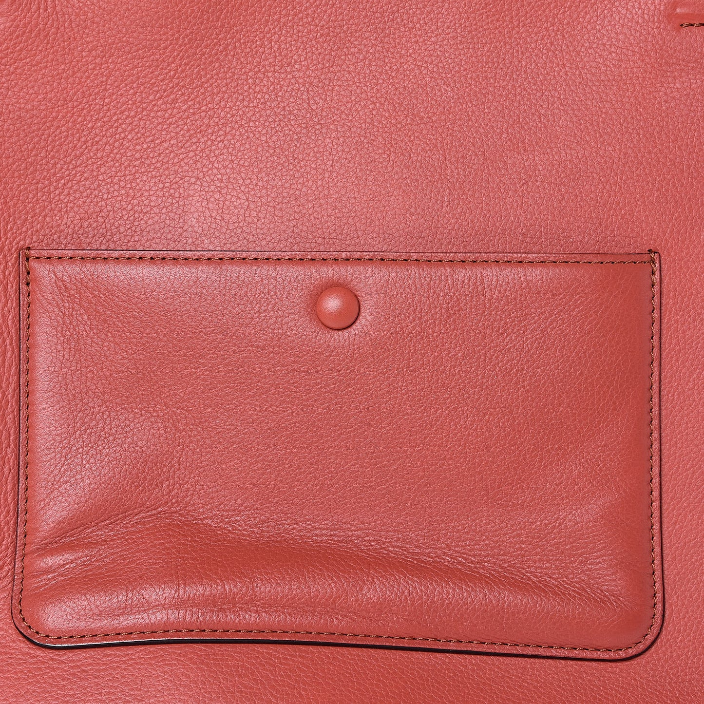 Drummed Calfskin Medium Edge Shoulder Bag Terracotta