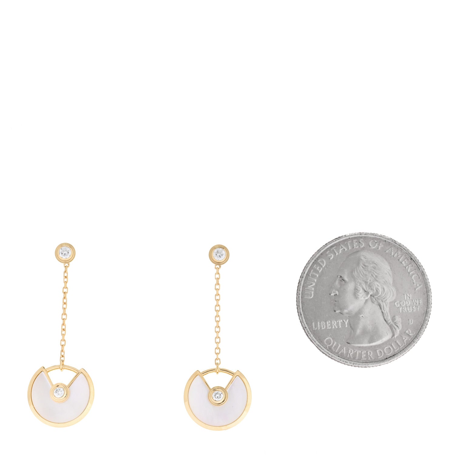 Cartier 18K Yellow Gold Diamond Mother of Pearl Amulette de Cartier Drop Earrings 2 of 5