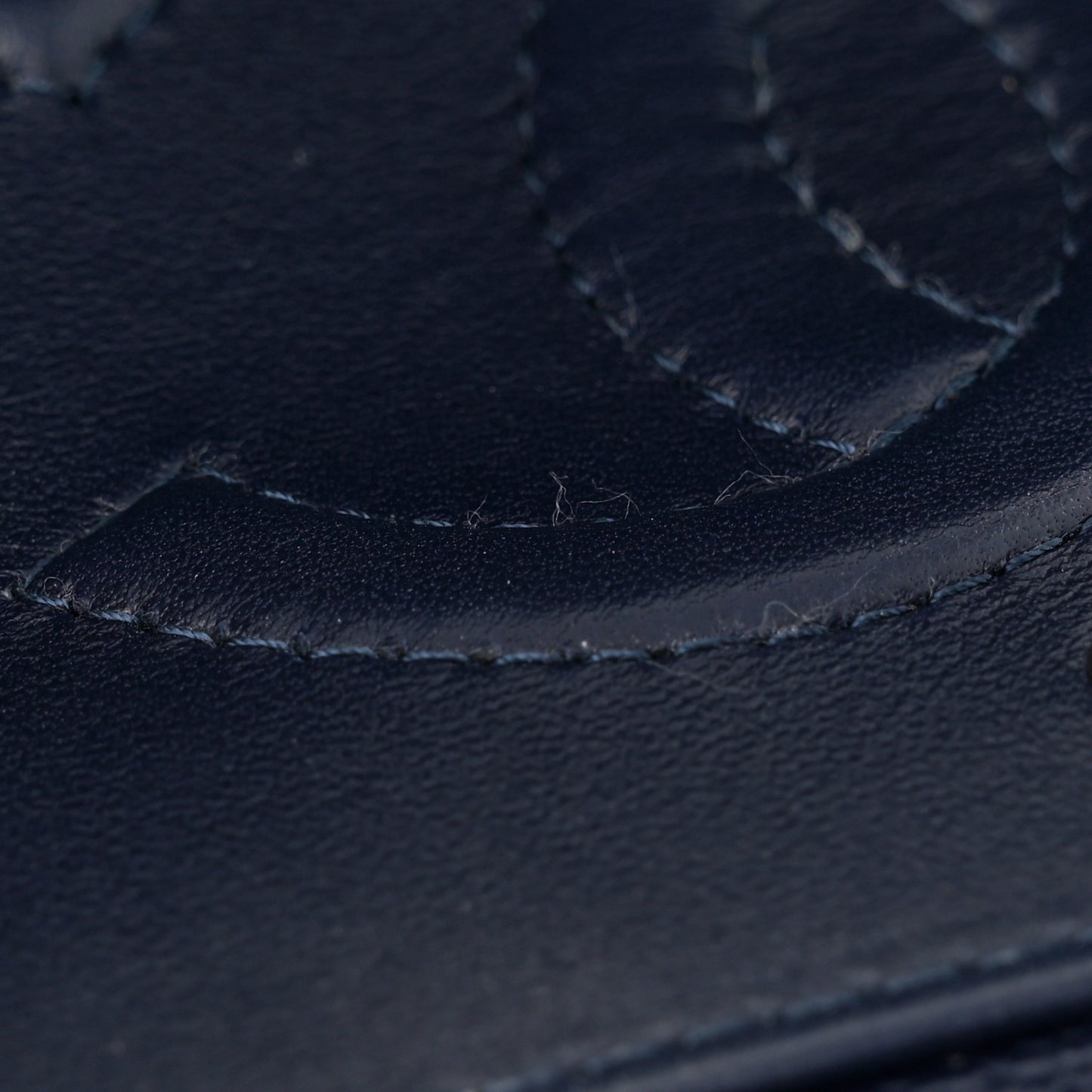 Caviar Quilted Medium Double Flap Dark Blue