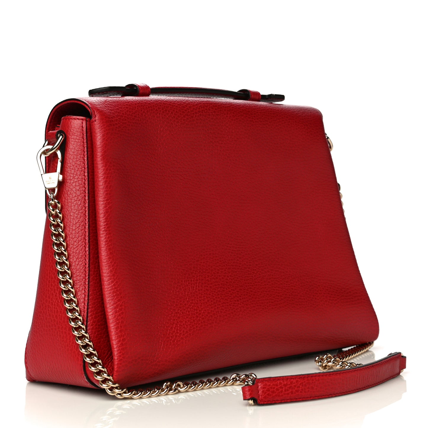 Dollar Calfskin Medium Interlocking G Top Handle Shoulder Bag Red