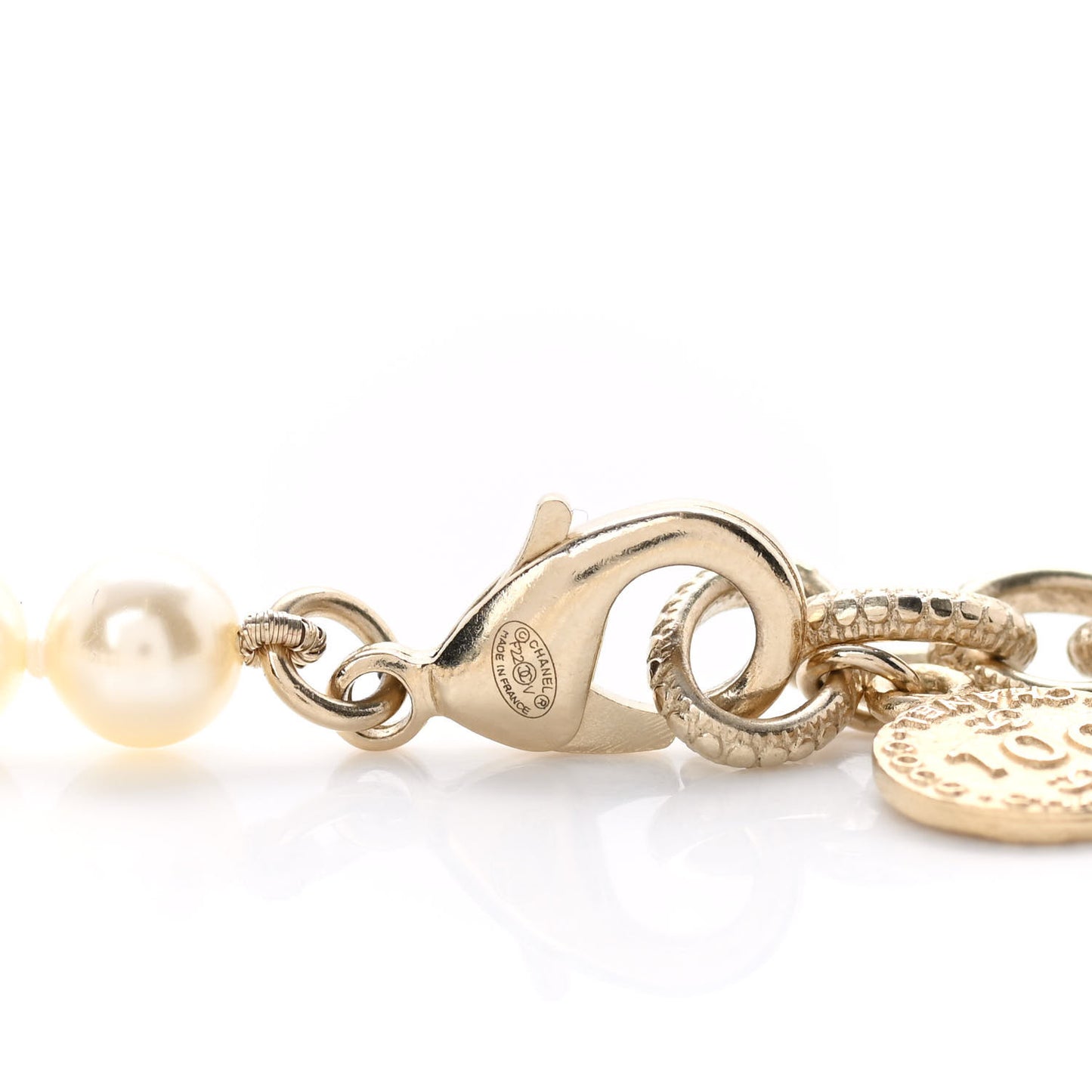 Pearl CC 100th Anniversary Necklace Light Gold