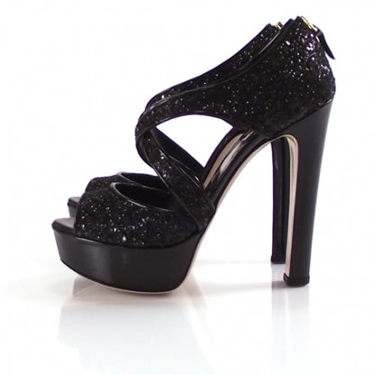Miu Miu Patent Glitter Platform Heels Black 38.5/8 2 of 6