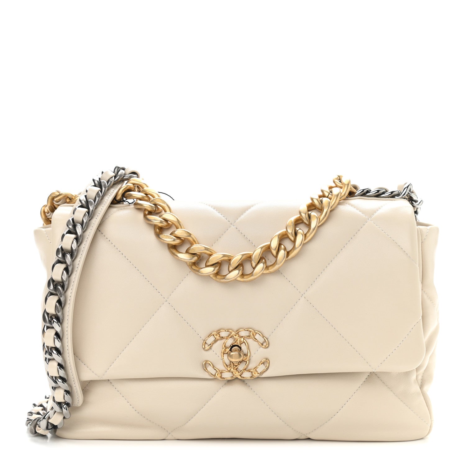 Chanel Lambskin Quilted Large Chanel 19 Flap Light Beige 1 of 9