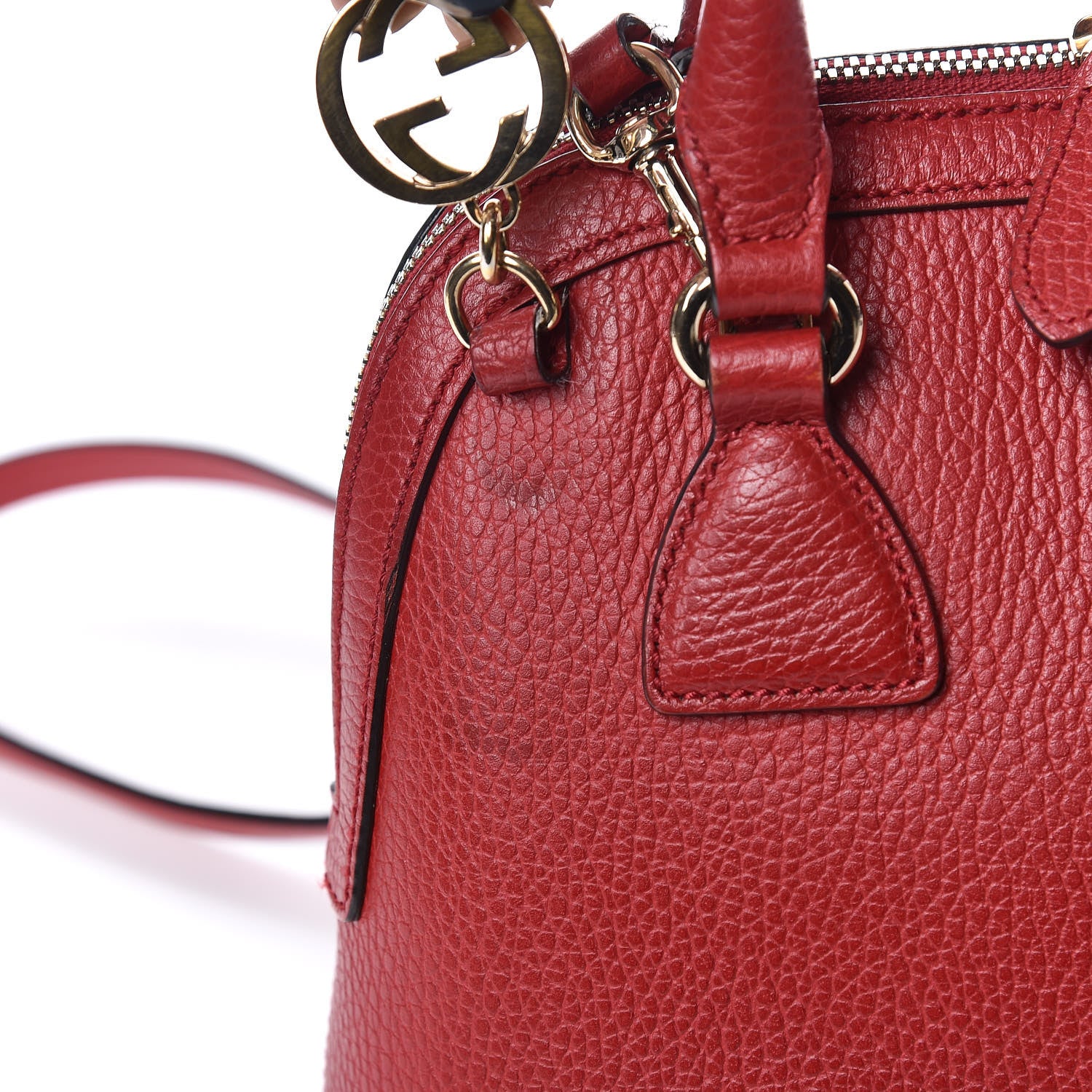 Gucci Dollar Calfskin Small GG Charm Dome Bag Red 17 of 18