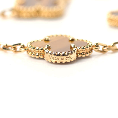 Van Cleef & Arpels 18K Yellow Gold Tiger Eye 5 Motifs Vintage Alhambra Bracelet 4 of 5