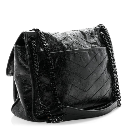 Saint Laurent Crinkled Calfskin Matelasse Monogram Medium Niki Chain Satchel Black 3 of 10