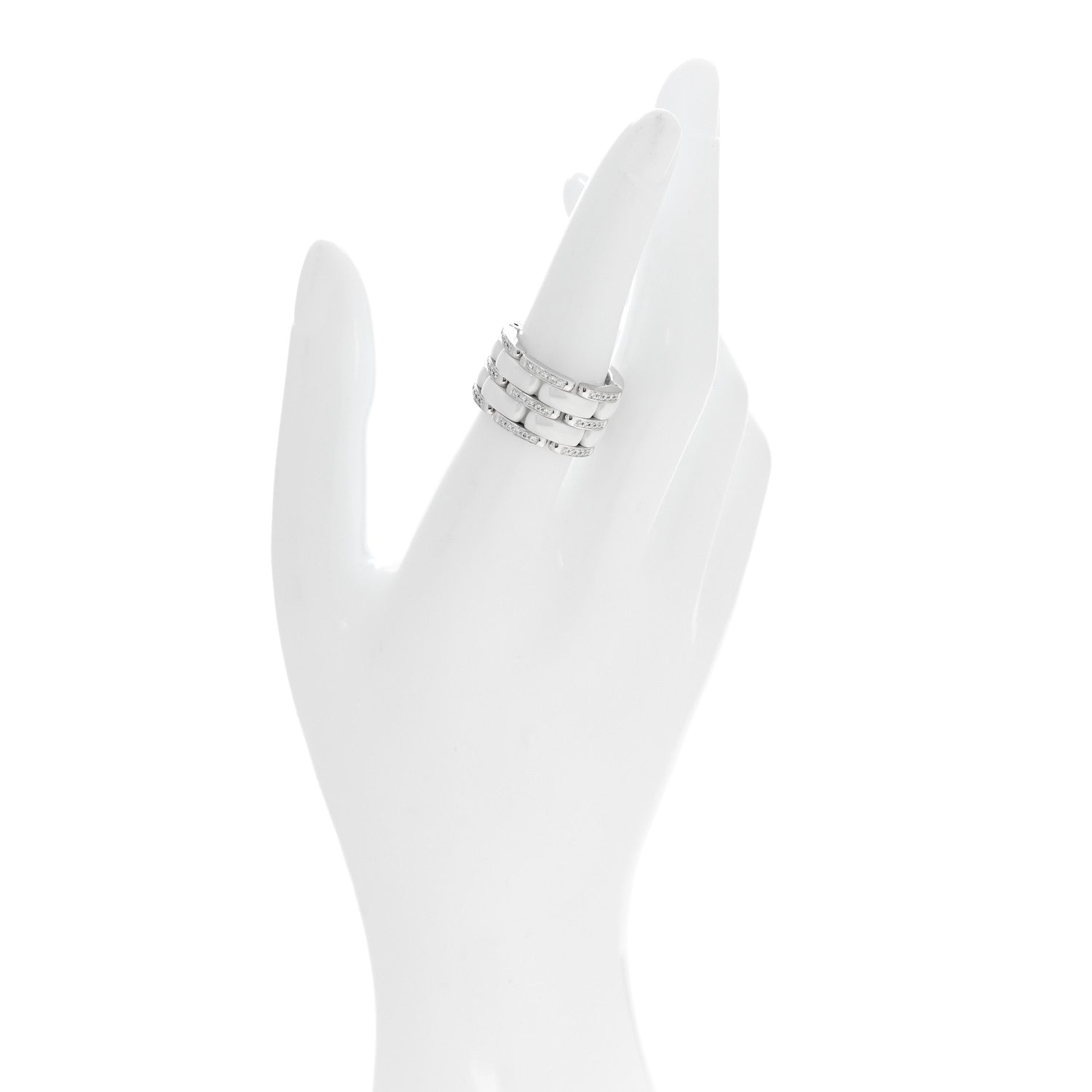 Chanel 18K White Gold Diamond Ceramic Large Ultra Ring 51 5.75 White 2 of 6