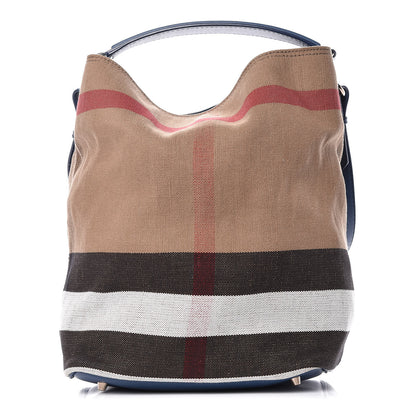 Burberry Canvas Mega Check Medium Susanna Hobo Blue 1 of 15