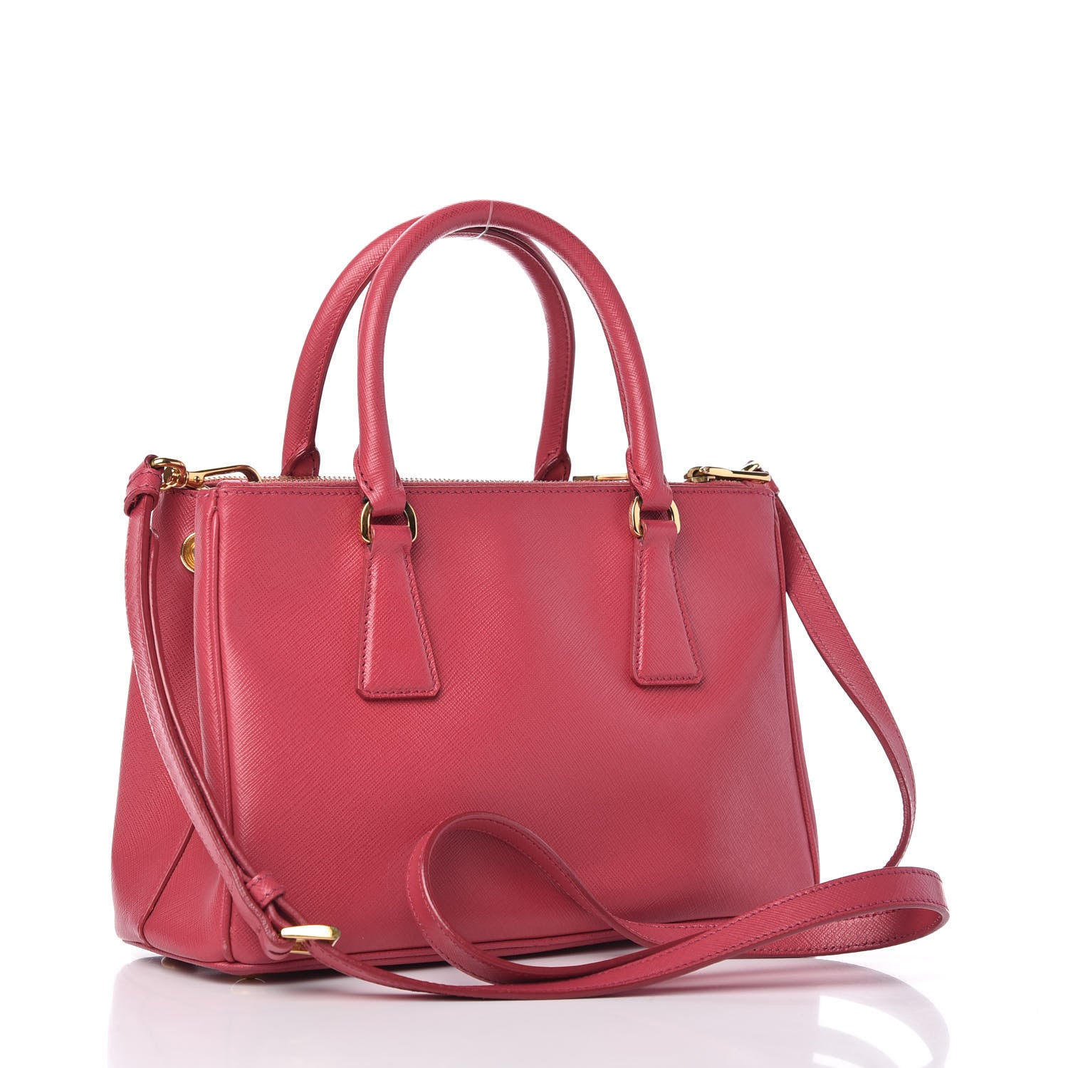 Prada Saffiano Small Galleria Double Zip Tote Fuxia 3 of 12