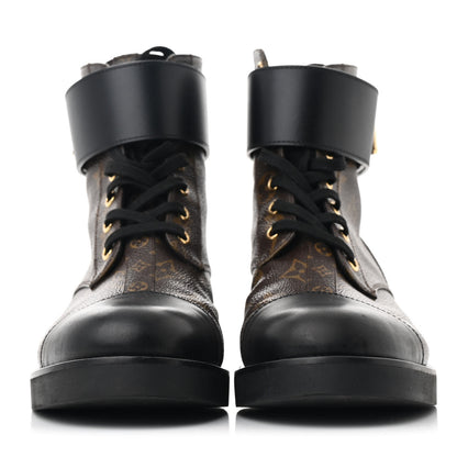 Louis Vuitton Calfskin Monogram Wonderland Flat Ranger Boots 39 Black 3 of 11
