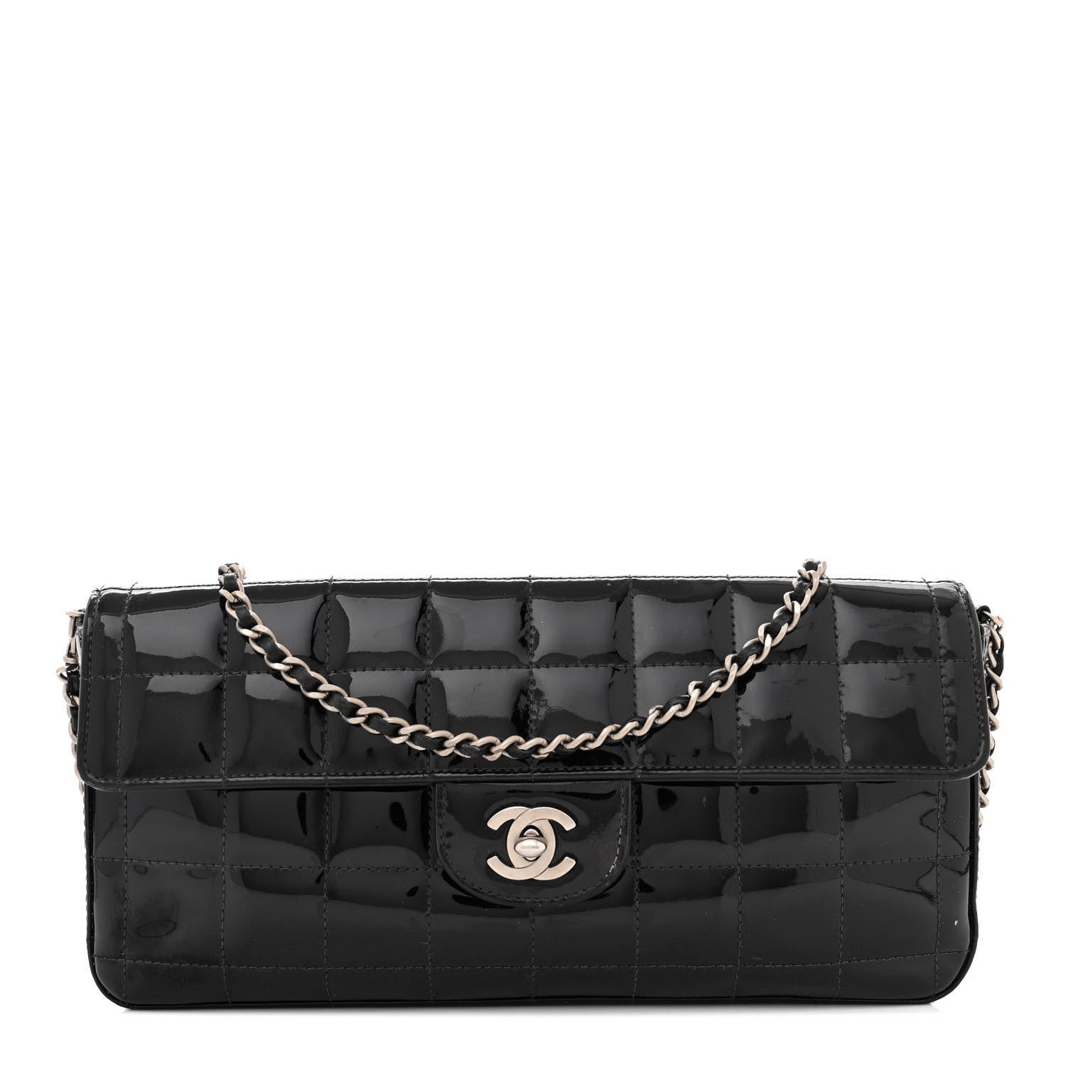 Chanel Patent Quilted East West Chocolate Bar Flap Black 1 of 15