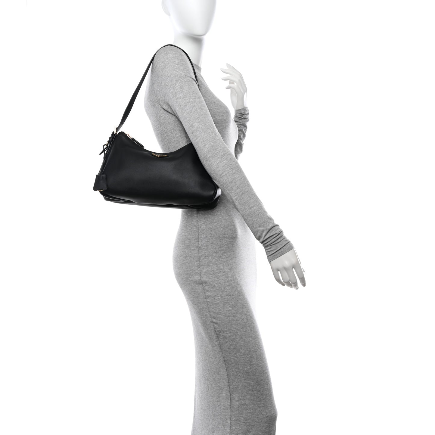 Soft Calfskin Aimee Shoulder Bag Black