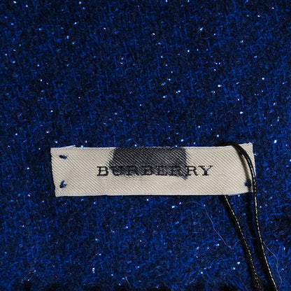 Burberry Wool Angora Metallic Color Check Glitter Scarf Blue 7 of 7