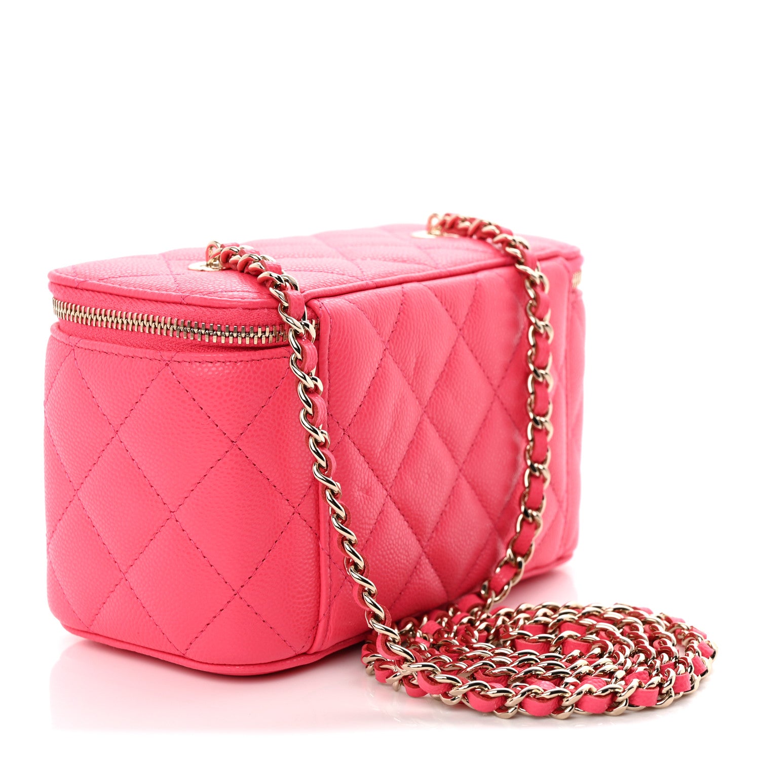 Chanel Caviar Quilted Small Vanity Case With Chain Pink 3 of 11