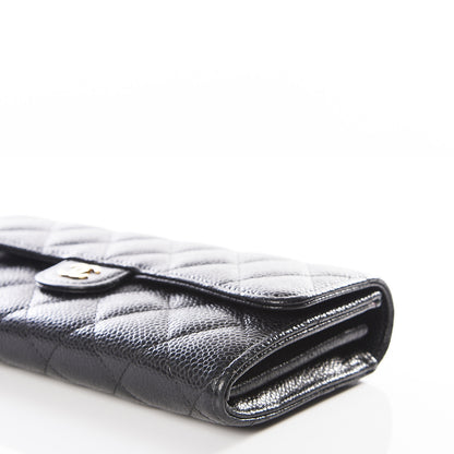 Chanel Caviar Quilted Large Gusset Flap Wallet Black 6 of 11