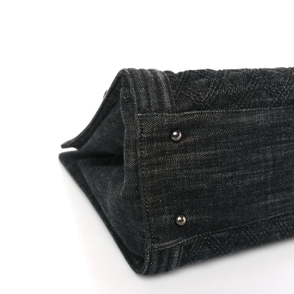 Chanel Denim Quilted Boy Shopping Tote Black 8 of 10