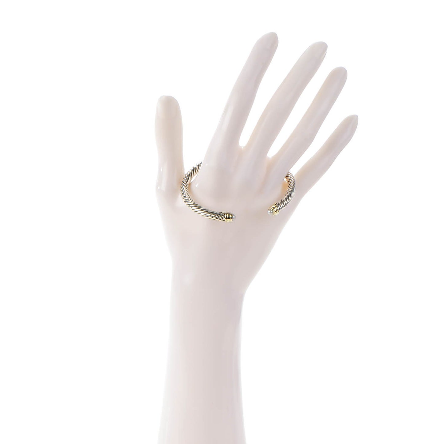Sterling Silver 14K Yellow Gold Pearl 5mm Cable Classics Bracelet