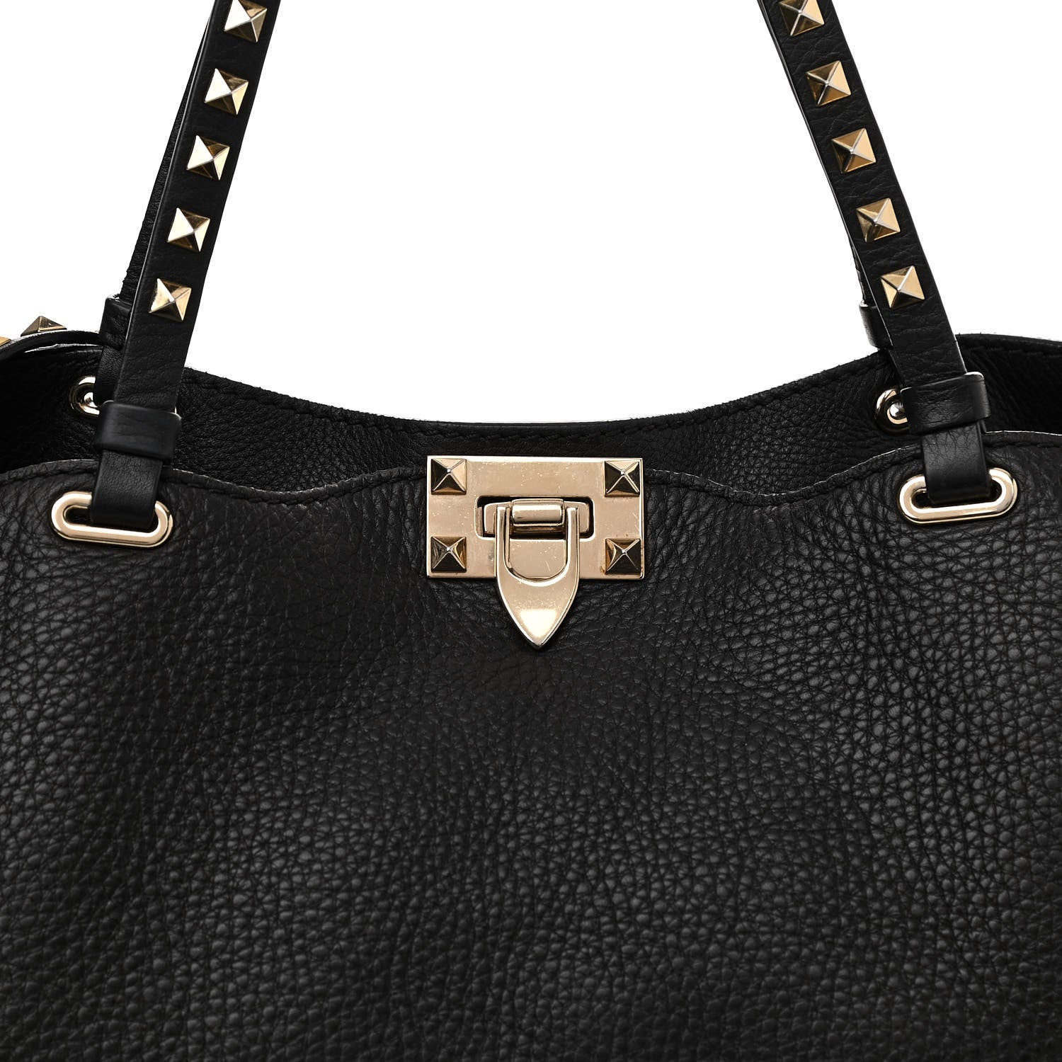 Valentino Garavani Pebbled Calfskin Medium Rockstud Tote Black 8 of 13