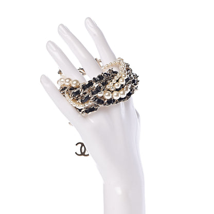 Chanel Lambskin Pearl Crystal Multistrand Chain CC Bracelet 2 of 4
