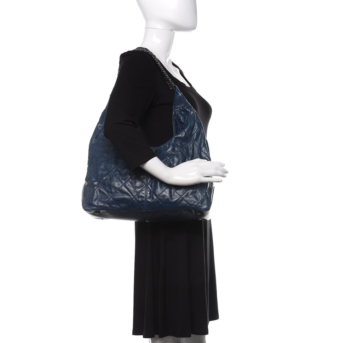 Aged Calfskin Quilted Coco Supple Hobo Blue