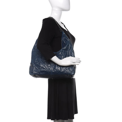 Chanel Aged Calfskin Quilted Coco Supple Hobo Blue 2 of 14