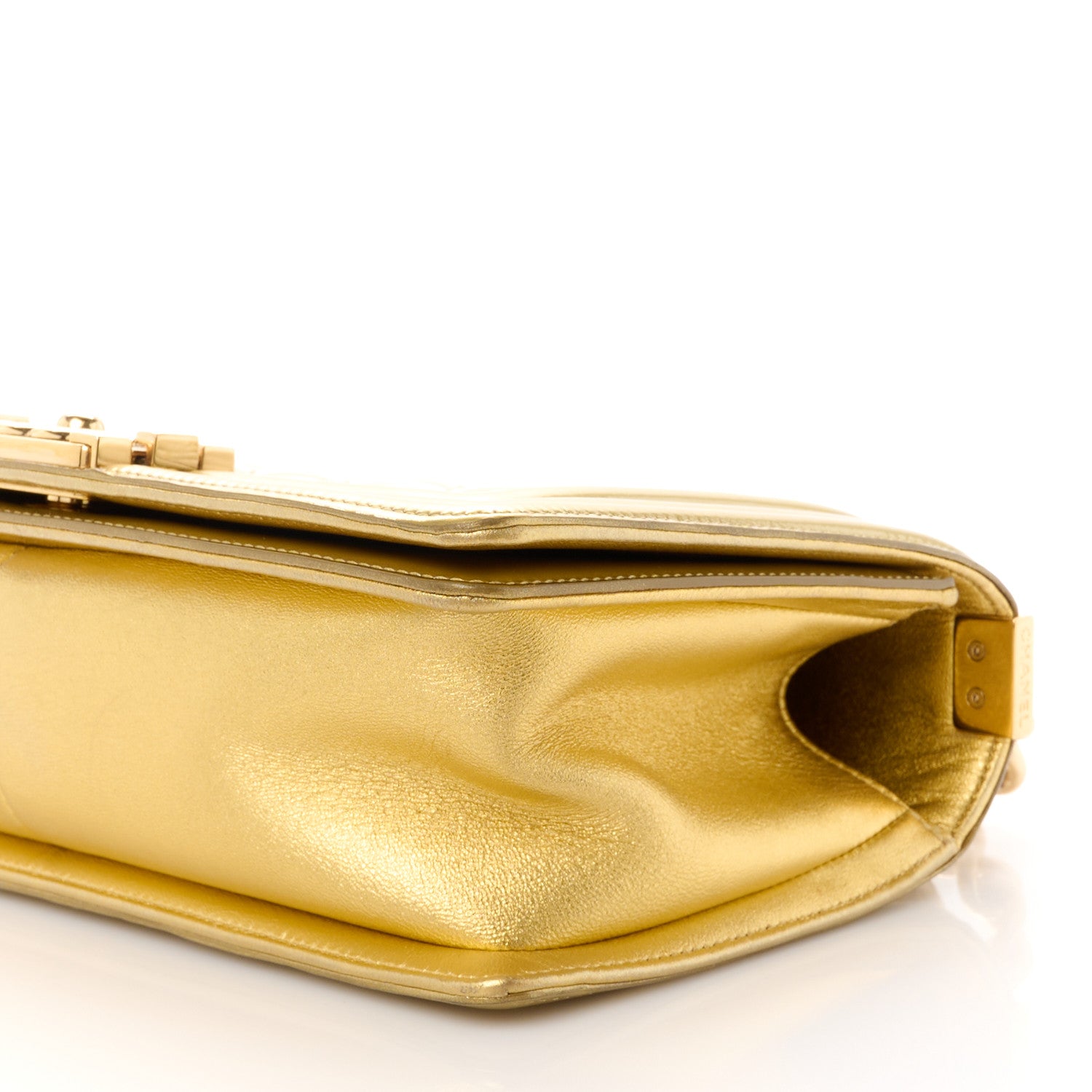 Chanel Metallic Patent Calfskin Quilted Medium Boy Flap Gold 10 of 10