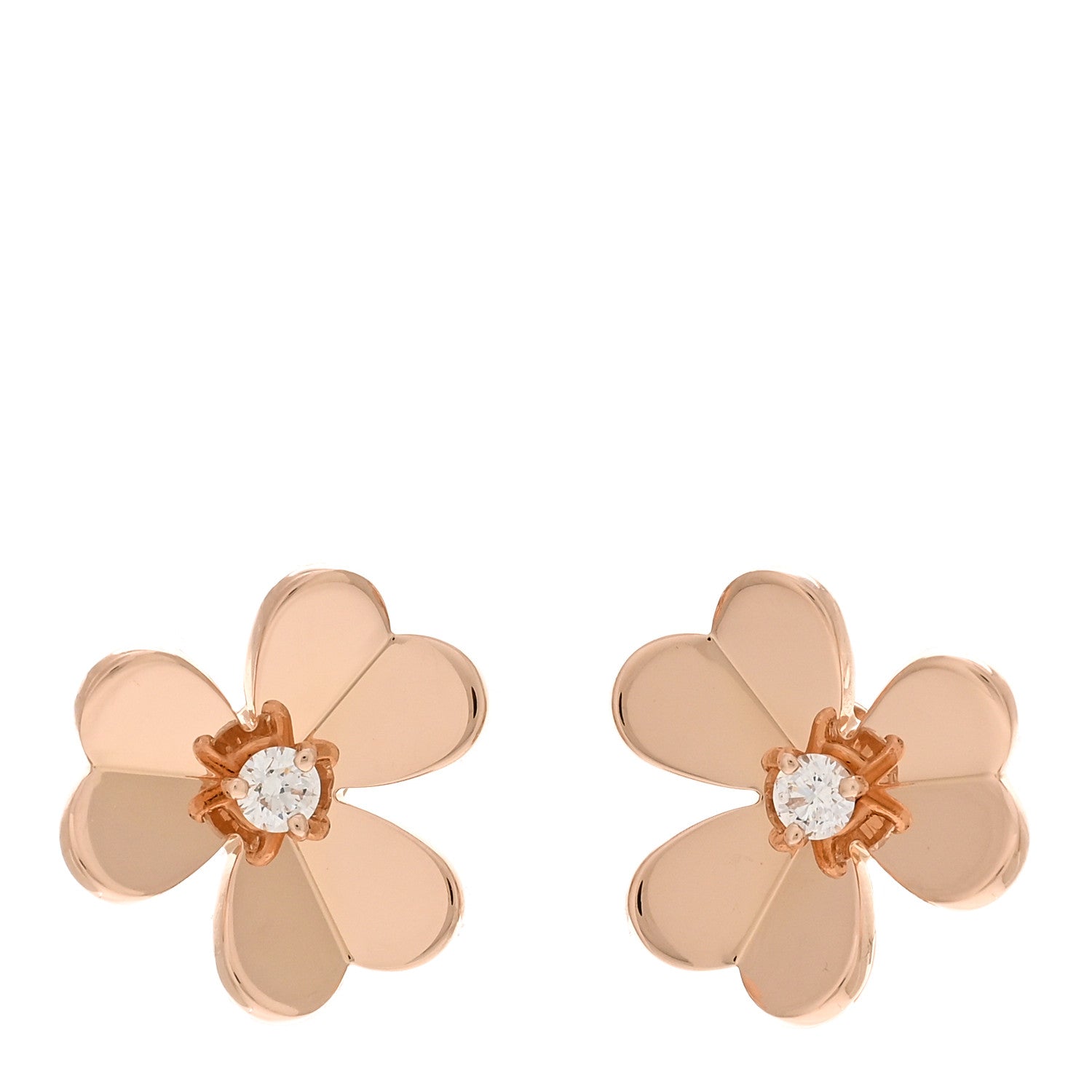 Van Cleef & Arpels 18K Rose Gold Diamond Small Frivole Earrings 1 of 5