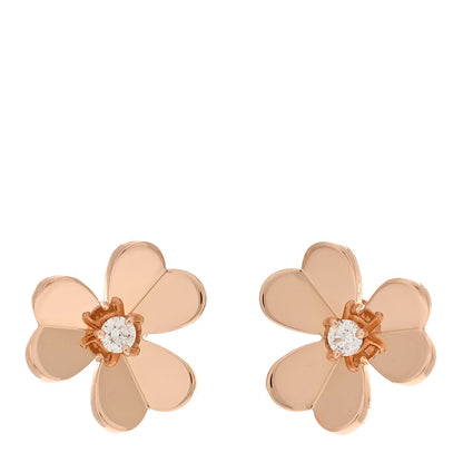 Van Cleef & Arpels 18K Rose Gold Diamond Small Frivole Earrings 1 of 5