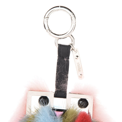 Fendi Calfskin Mink Fox Fur Witches Charm Blue Green 3 of 3
