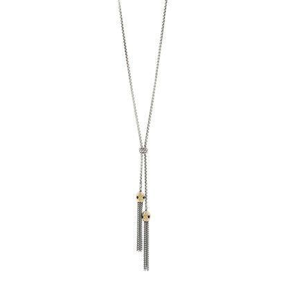 David Yurman Sterling Silver 14K Yellow Gold Blue Topaz Lapis Lazuli Renaissance Tassel Necklace 1 of 4