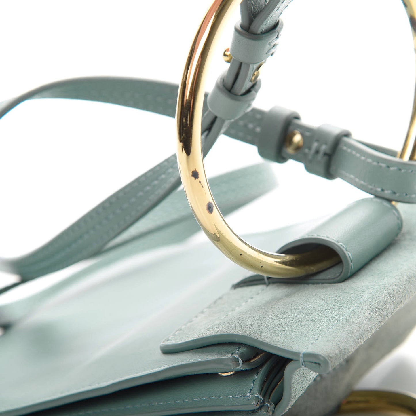 Suede Calfskin Mini Faye Bracelet Bag Cloudy Blue