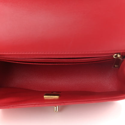 Chanel Lambskin Quilted Mini Top Handle Rectangular Flap Red 7 of 13