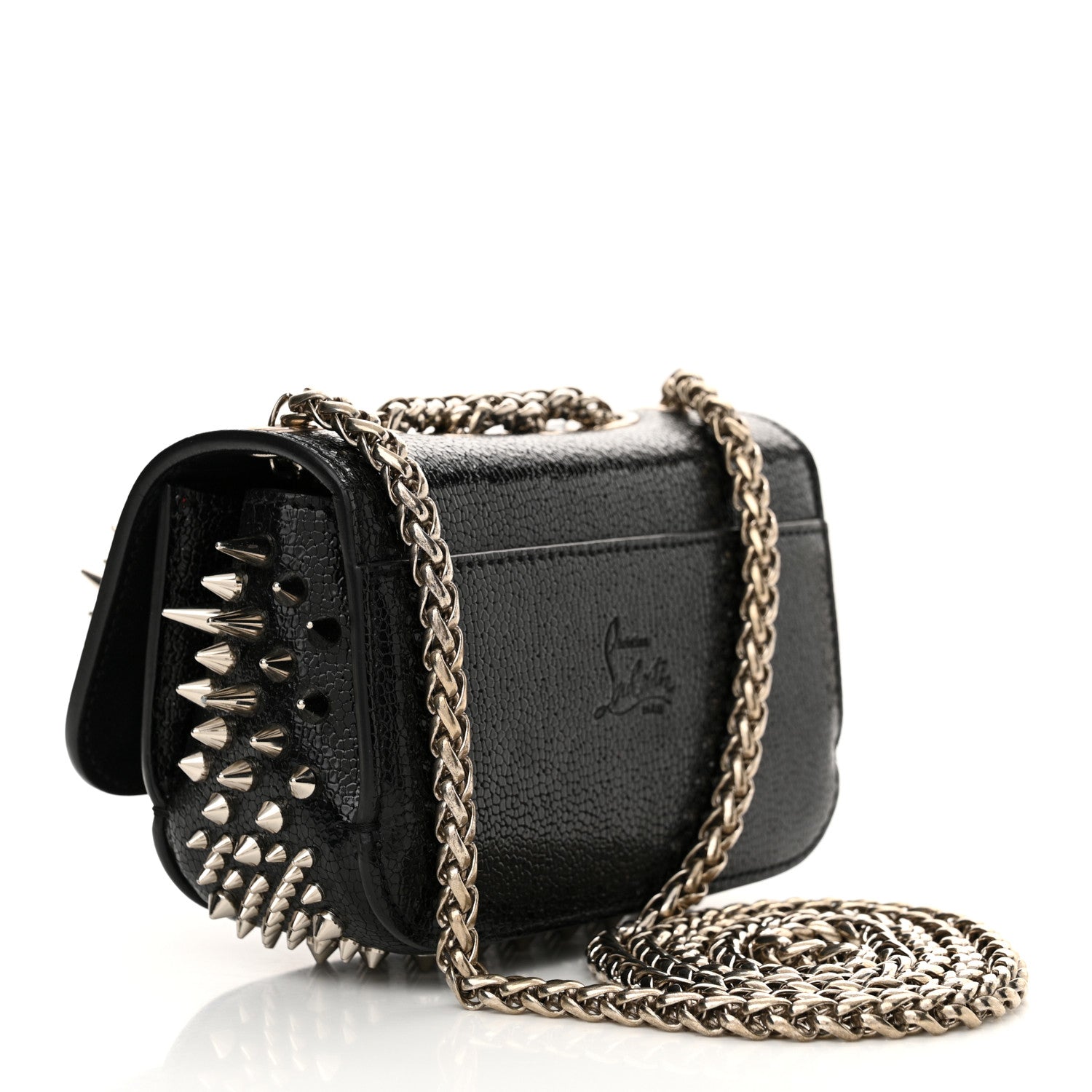 Christian Louboutin Jurassic Calfskin Spikes Sweety Charity NV Crossbody Bag Black Silver 3 of 9