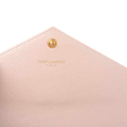 Saint Laurent Grain De Poudre Matelasse Chevron Monogram Flap Wallet Pale Pink 6 of 9