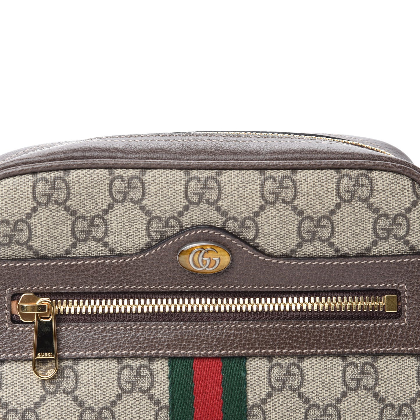 GG Supreme Monogram Web Small Ophidia Belt Bag 85 34 Dark Brown