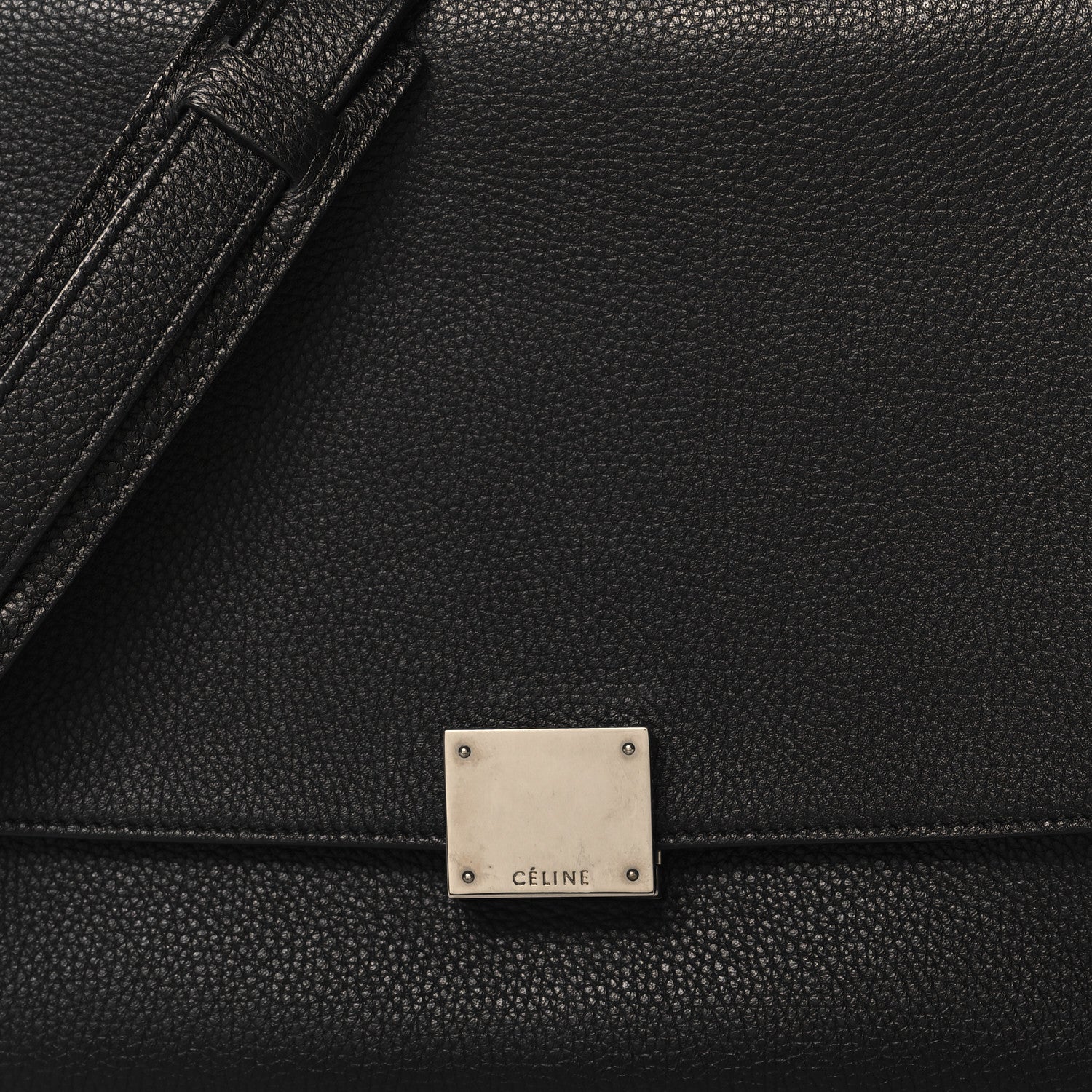 Celine Drummed Calfskin Suede Small Trapeze Black 7 of 9