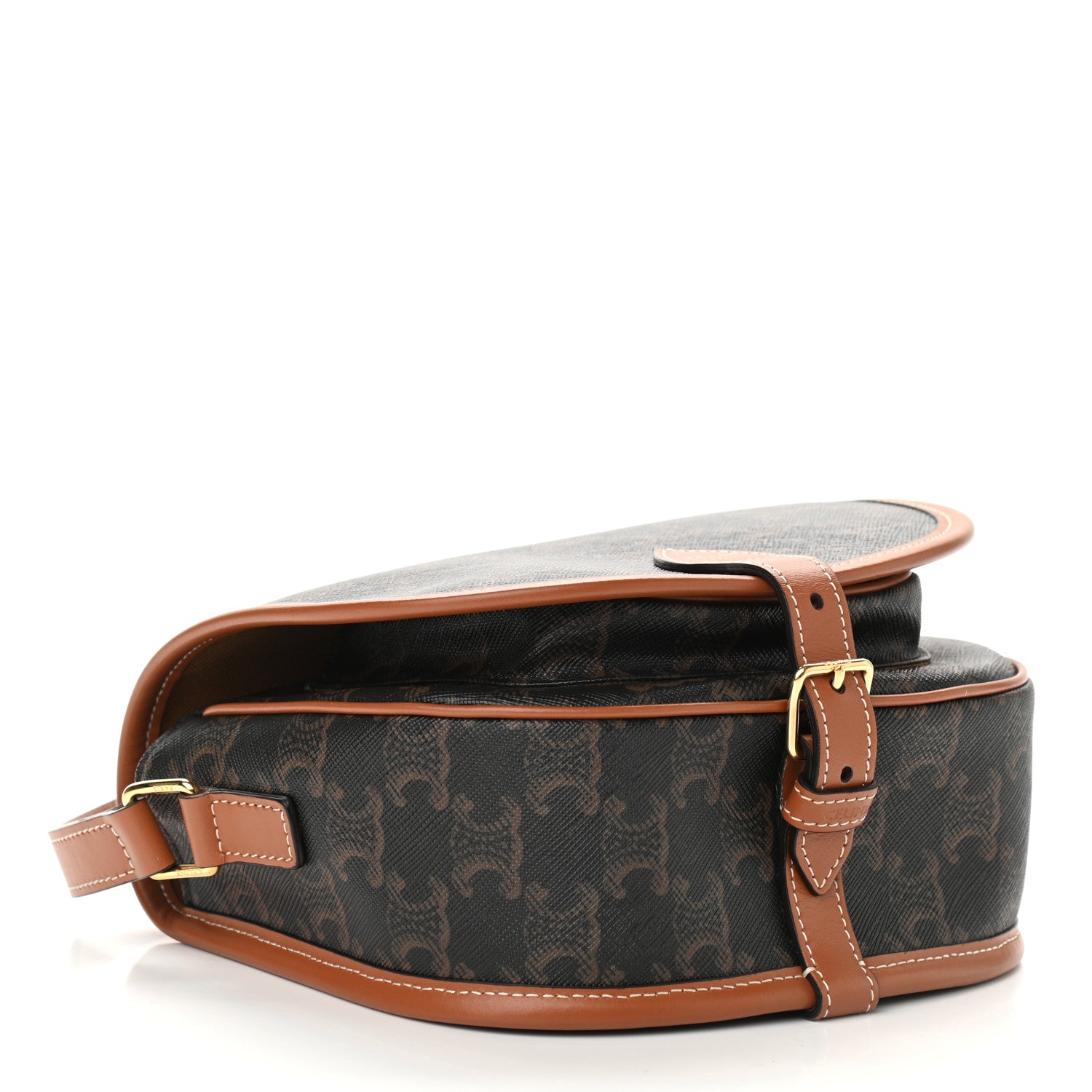 Celine Triomphe Canvas Medium Folco Bag Tan 4 of 8